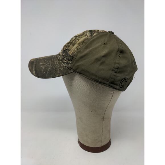 Cabelas Camo Slideback Hat OSFM Thick Embroidered Logo Cap Green Brown - Picture 4 of 11